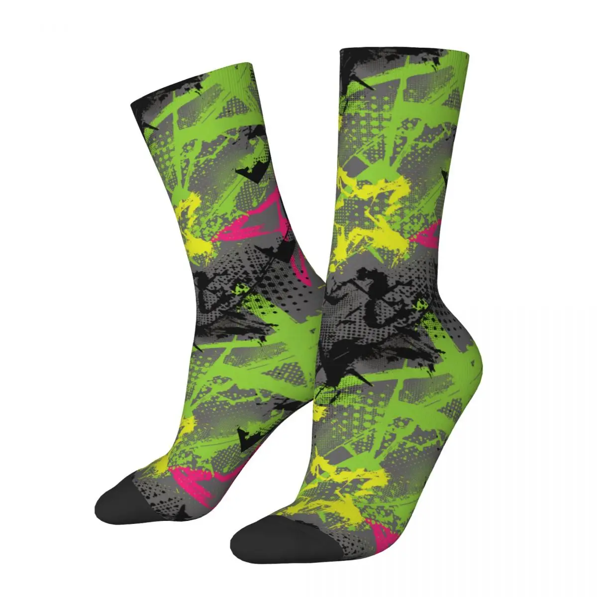 

Retro Graffiti Style With Style Men's Socks Neon Pattern Unisex Novelty Seamless Printed Crazy Crew Sock Gift
