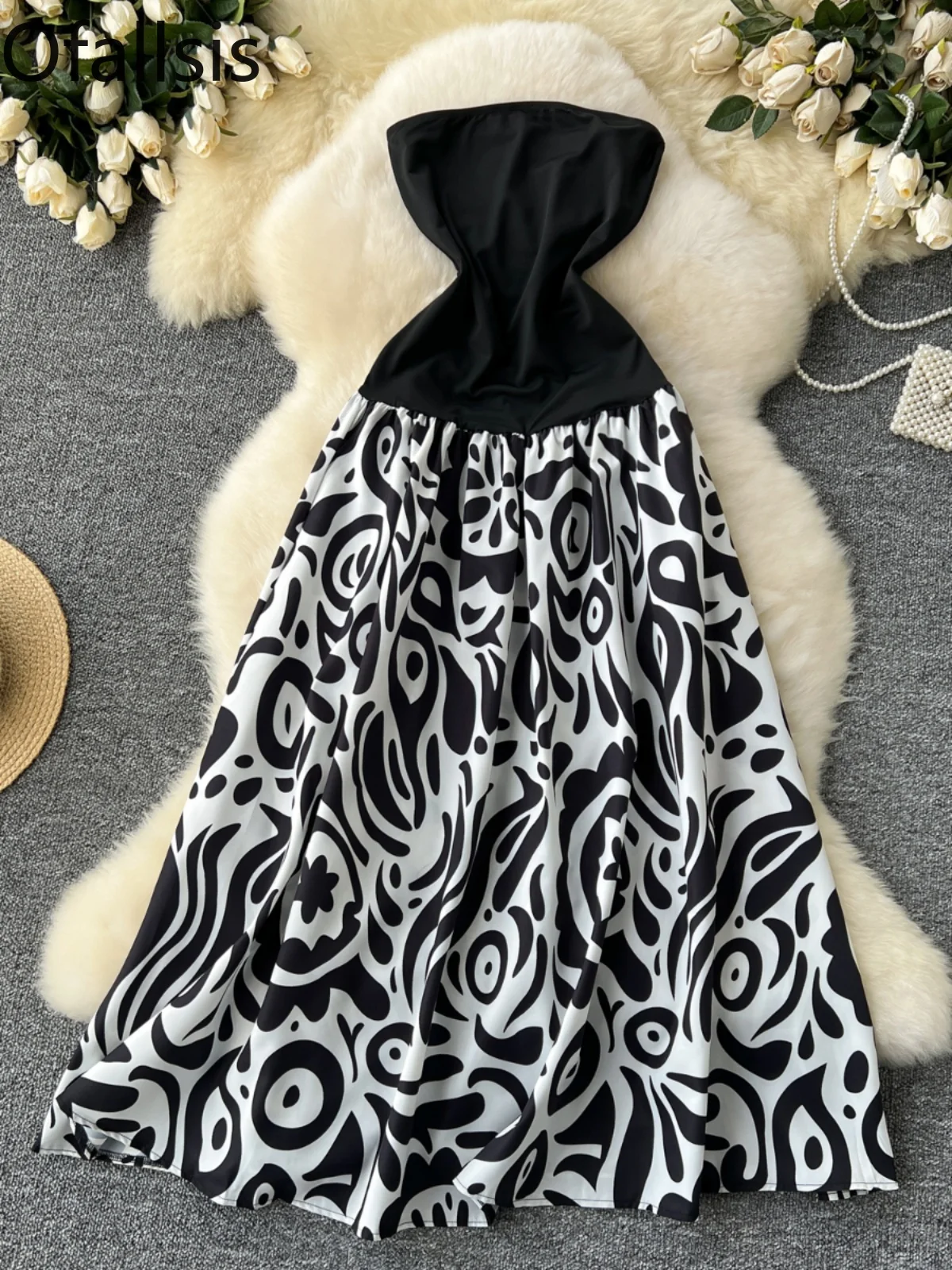 Ofallsis Black Strapless Floral Printed Dress 2024 New Summer Sexy Sleeveless Patchwork Waistband Contrasting Mid Length Dresses
Ofallsis Black Strapless Floral Printed Dress 2024 New Summer Sexy Sleeveless Patchwork Waistband Contrasting Mid Length Dresses