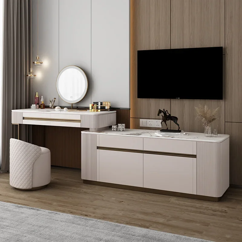 

Luxury Solid Dresser Tables Bedroom Cabinets Vanity Modern Makeup Dressing Table With Mirror Comfortable With Bedroom Drawers