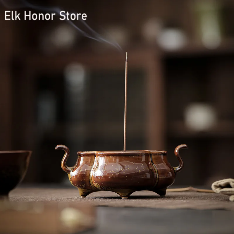 Retro Golden Bean Paste Glaze Incense Holder Change Kiln Aromatherapy Furnace Double Ear Incense Smell Teaware Decoration Gift
Retro Golden Bean Paste Glaze Incense Holder Change Kiln Aromatherapy Furnace Double Ear Incense Smell Teaware Decoration Gift