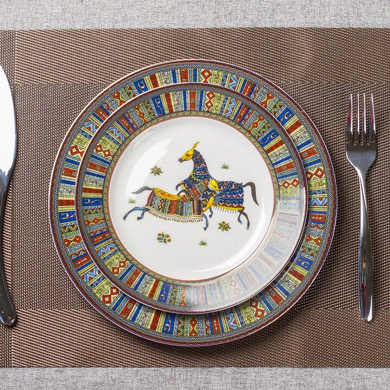 

Jingdezhen Ceramic Steak Plate Creative Household Tableware Western Food Plate Flat Plate Dessert Plate Bone China Pasta Plate