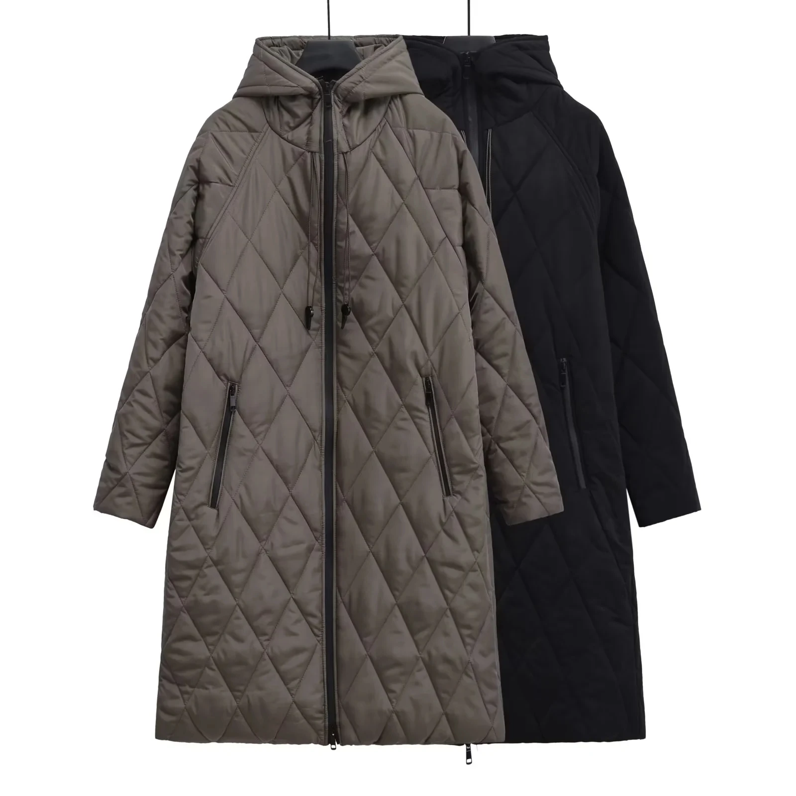 Women Black Khaki Green Army Hooded Long Coat 2023 Loose Diamond Check Cotton Padded Jacket Casual Fashion Basic Classic Chic
Women Black Khaki Green Army Hooded Long Coat 2023 Loose Diamond Check Cotton Padded Jacket Casual Fashion Basic Classic Chic