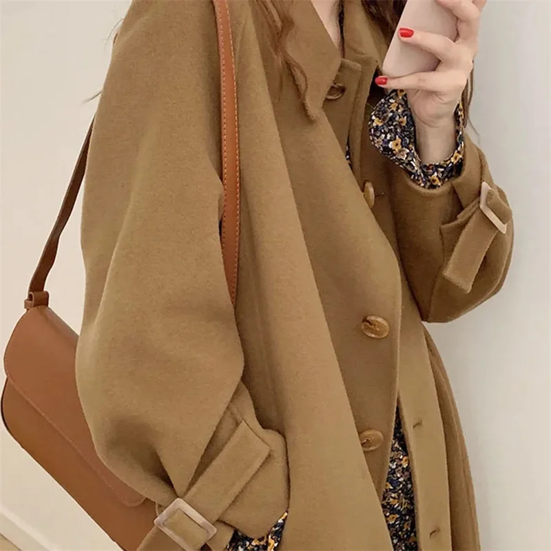 

Winter Woolen Coat 2023 Autumn/Winter New Mid length Over Knee Woolen Coat Small Double sided Woolen Coat Hepburn Solid Commuter