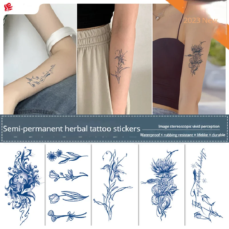 

New Mini Image Temporary Tattoo Sticker Herbal Juice Tattoo ins Small Fresh Semi Permanent Tattoos Sticker Waterproof 70*120mm