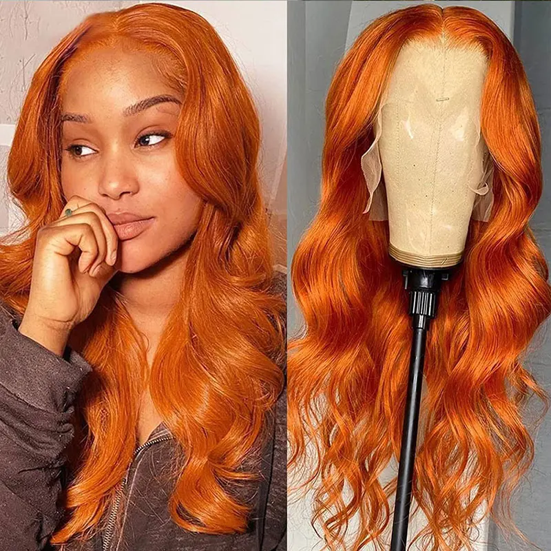 

Bombshell Ginger Orange Body Wave Synthetic 13X4 Lace Front Wigs Glueless High Quality Heat Resistant Fiber Hair For Women Wigs