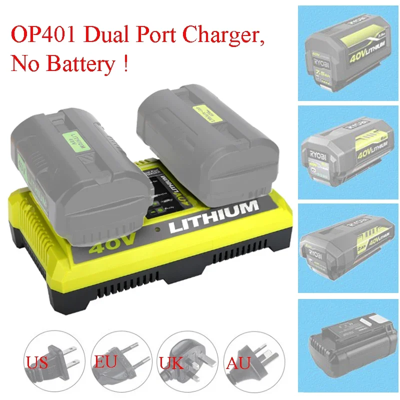 LUB40V Dual Slots Charger OP401 For Ryobi 36V 40V Lithium Battery OP4015 OP4026 OP4026A OP4030 OP4050A OP4040 OP400A OP403A
LUB40V Dual Slots Charger OP401 For Ryobi 36V 40V Lithium Battery OP4015 OP4026 OP4026A OP4030 OP4050A OP4040 OP400A OP403A