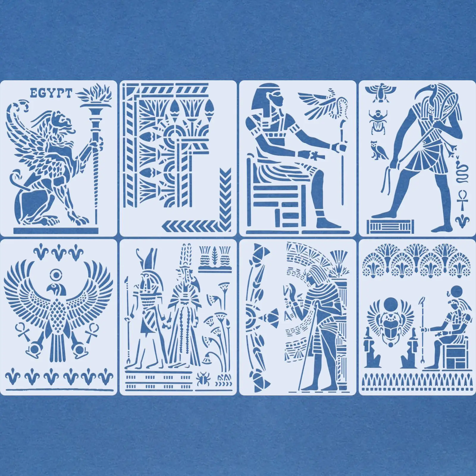 8Pcs/Set A4 Ancient Egyptian Pharaohs Sphinx Myth DIY Stencils Painting Scrapbook Coloring Embossing Album Decorative Template
8Pcs/Set A4 Ancient Egyptian Pharaohs Sphinx Myth DIY Stencils Painting Scrapbook Coloring Embossing Album Decorative Template
