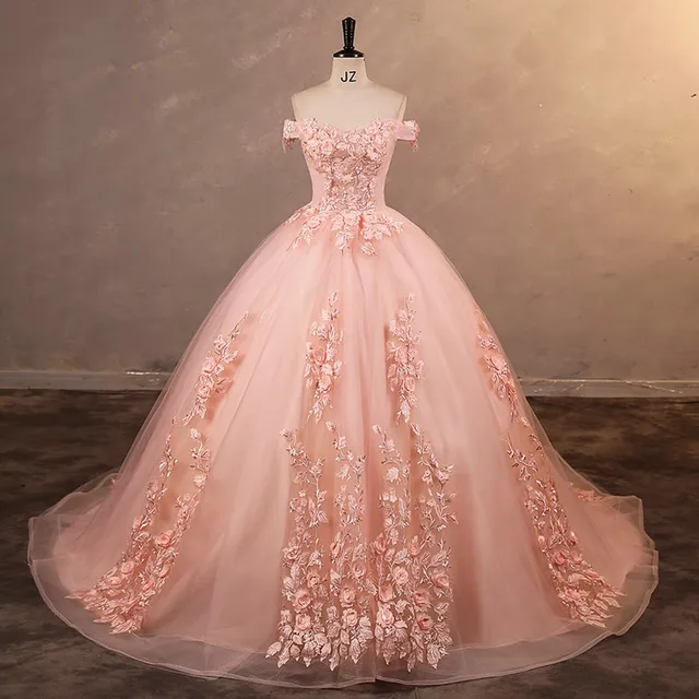 Quinceanera-Robe de Rhà fleurs douces avec queue, robe de soirée en dentelle de luxe, grande taille, robe de Rh, automne, nouveau, 2023 1