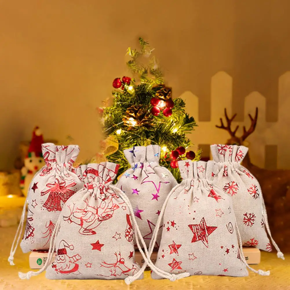 

Высококачественный мешочек для подарка, мешочный Подарочный пакет, Яркие Рождественские подарочные пакеты в рустикальном стиле, 24 многоразовых мешочек для праздника