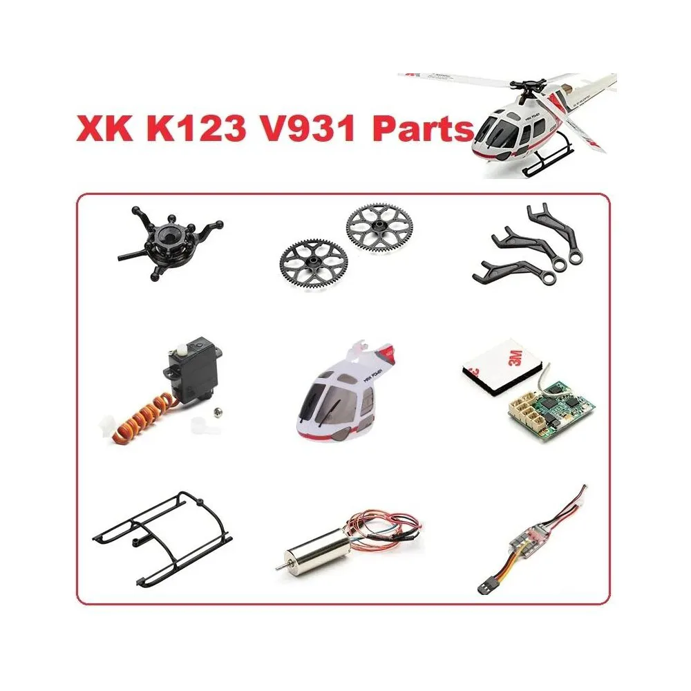 

New Wltoys XK K123 RC Helicopter Accessories Brushless Motor Canopy Rotor Head Blade ESC Board Servo Receiver Shell Spare Parts