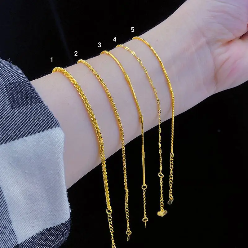 UMQ Vietnam Placer Gold Custom Bracelet Fashion Twist Snake Bones Chain Ultra-Fine Retro Long-Time Non-Fading Bracelet
UMQ Vietnam Placer Gold Custom Bracelet Fashion Twist Snake Bones Chain Ultra-Fine Retro Long-Time Non-Fading Bracelet