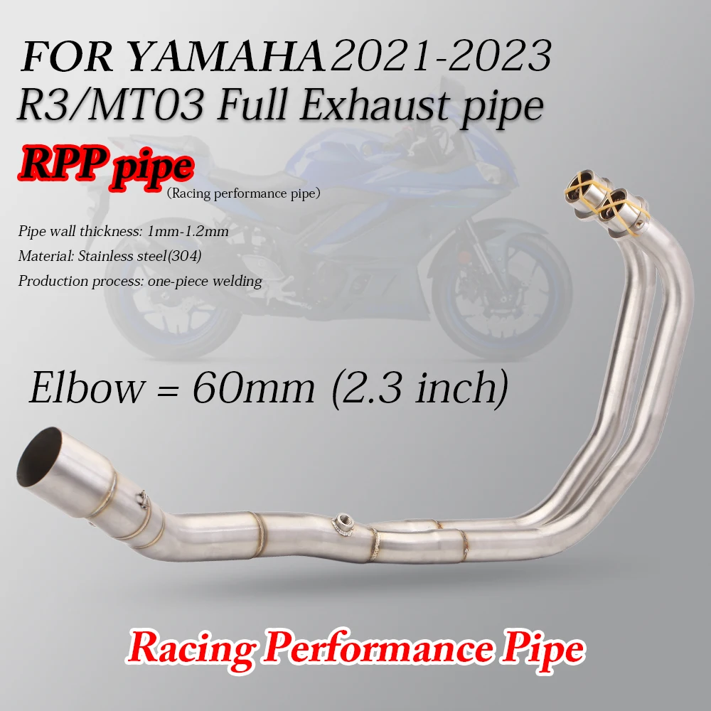 

For Yamaha YZF R3 R25 MT03 Motorcycle Exhaust Escape Moto Modified Full Systems Front Middle Link Pipe 60mm Muffler 2021-2023