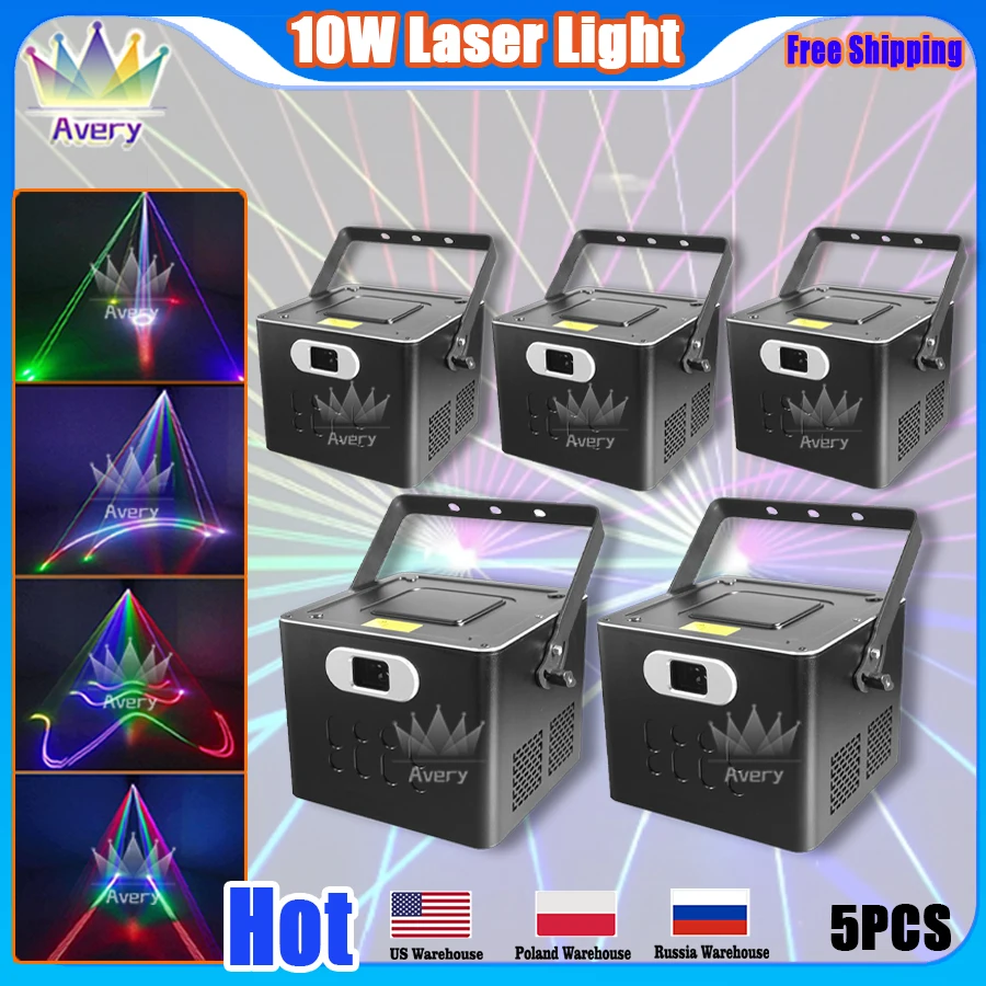 

0 Tax 5Pcs NEW Mold 10W RGB Laser Light Animation Beam Scanner Stage Laser Projector Party Laser Light Dj Disco Laser Stage