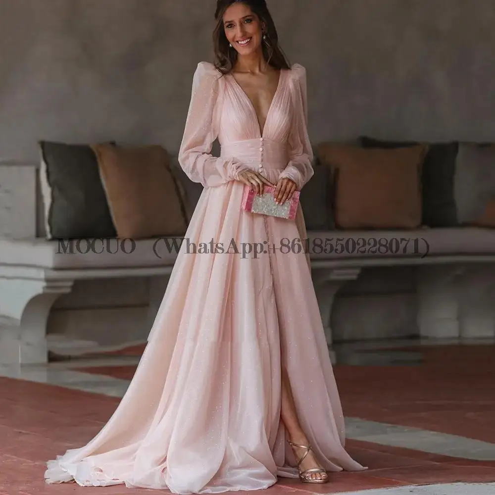Glitter Blush Pink Formal Prom Dresses Cap Sleeves Dubai A-Line Boho Evening Gowns Backless Shiny Buttons Celebrity Gown
Glitter Blush Pink Formal Prom Dresses Cap Sleeves Dubai A-Line Boho Evening Gowns Backless Shiny Buttons Celebrity Gown