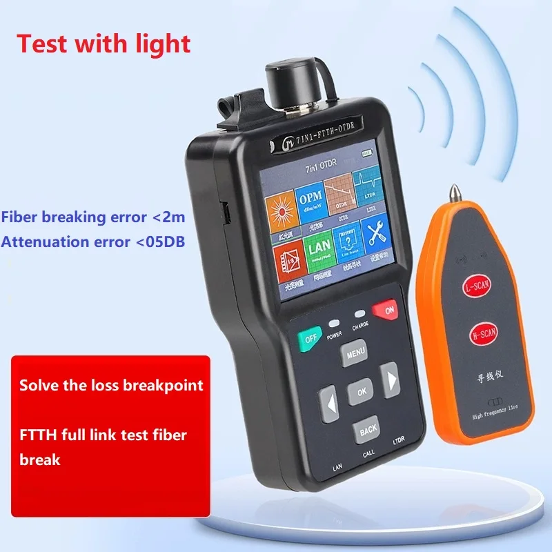 7 in 1 Pro Mini OTDR Fiber Optic Reflectometer 7 Functions VFL OLS OPM Event Map 60KM Fiber Cable Ethernet Tester
7 in 1 Pro Mini OTDR Fiber Optic Reflectometer 7 Functions VFL OLS OPM Event Map 60KM Fiber Cable Ethernet Tester