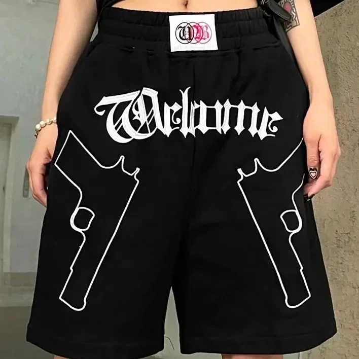 Streetear American Gun Embroidery Print Couple Short Men Women Casual Sports Shorts Couples Hip Hop Black Lager Size Short Pant
Streetear American Gun Embroidery Print Couple Short Men Women Casual Sports Shorts Couples Hip Hop Black Lager Size Short Pant