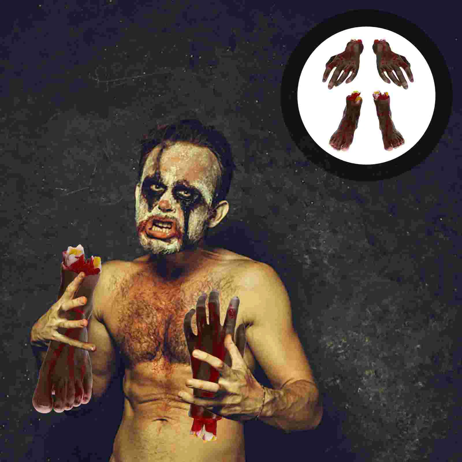 4 Pcs Simulated Bloody Prosthesis Foot Props Fake Body Parts Decorate Prank Tool Halloween Scary Decorations Vinyl Creepy Hands
4 Pcs Simulated Bloody Prosthesis Foot Props Fake Body Parts Decorate Prank Tool Halloween Scary Decorations Vinyl Creepy Hands
