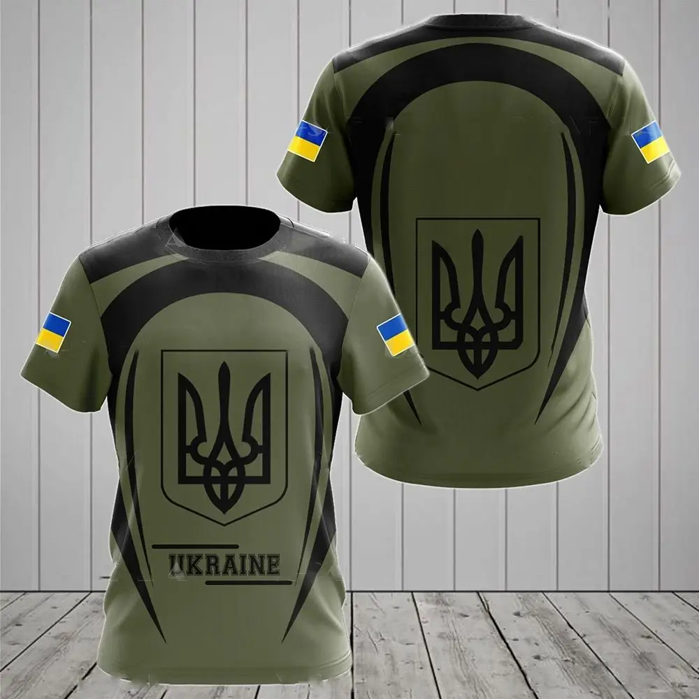 

Ukraine Flag T Shirt For Men Shirt Top Ukrainian Army Camouflage Short Sleeve Jersey Summer O-Neck Oversized Streetwear Male Tee