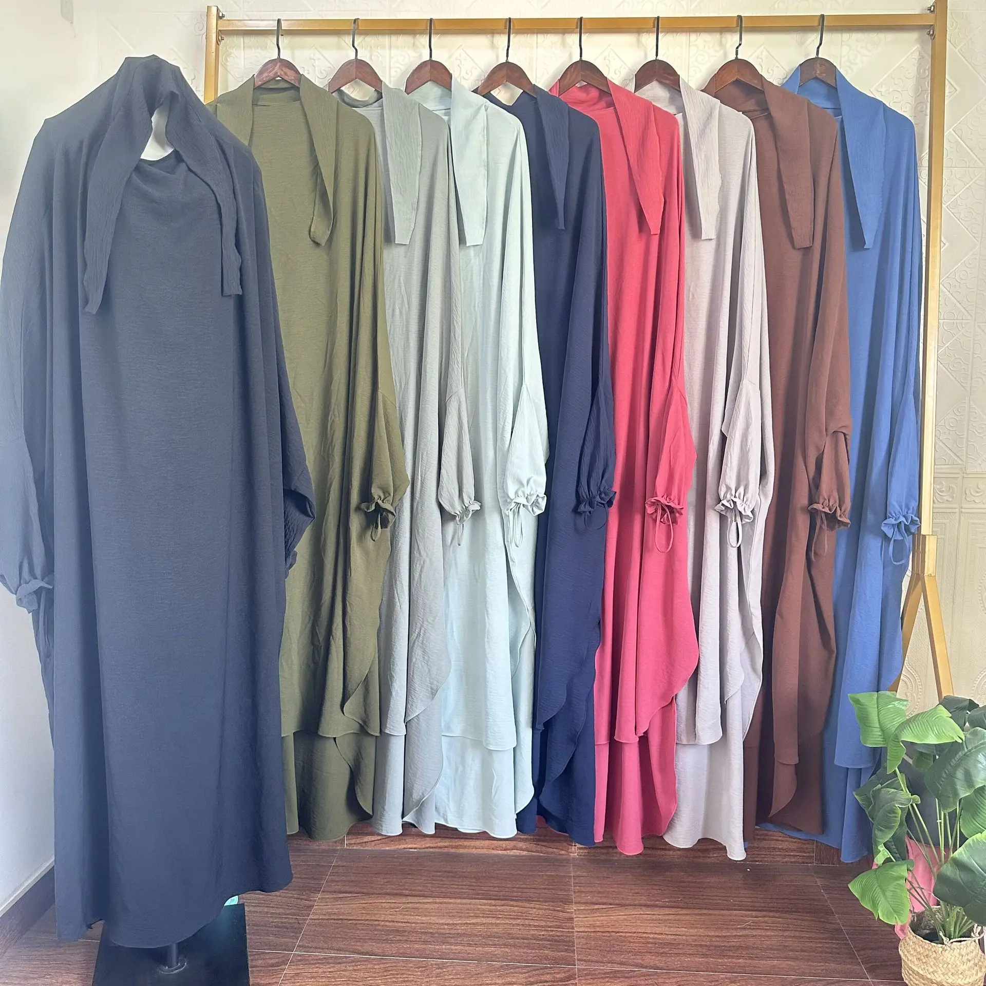 

Overhead Abaya Eid Ramadan Women Muslim Prayer Garment One Piece Hooded Maxi Dress Turkish Kaftan Dubai Robe Islamic Clothing