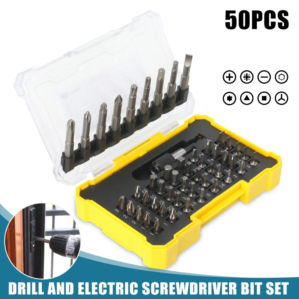 50pcs Screwdriver Bits Extension Rod Holder Set Torx Flat Hex Cross Head 25/50mm Nuts Driver For Electric Drill Power Tools
50pcs Screwdriver Bits Extension Rod Holder Set Torx Flat Hex Cross Head 25/50mm Nuts Driver For Electric Drill Power Tools