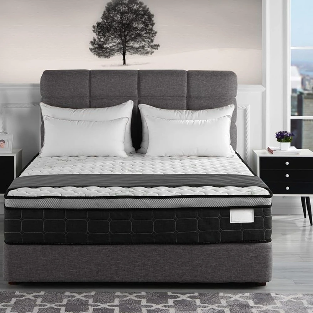 

12 Inch Hybrid Pillow-Top Mattress/Bed-in-a-Box/CertiPUR-US Certified Foam, Full (NOVHM-P),White