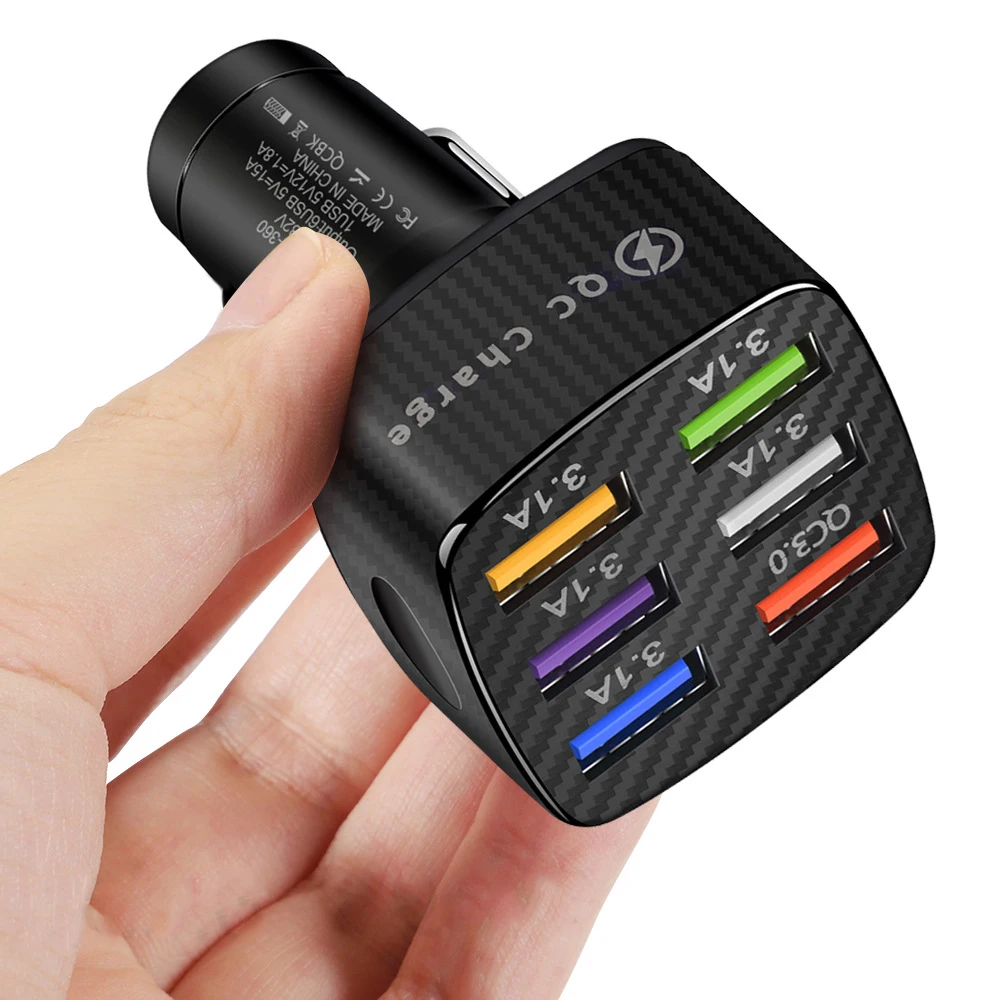 

USB Car Charger Quick Charge 4 Ports Car Cigarette Lighter QC 3.0 Fast Charging Adapter For iPhone Xiaomi Mobile Phone