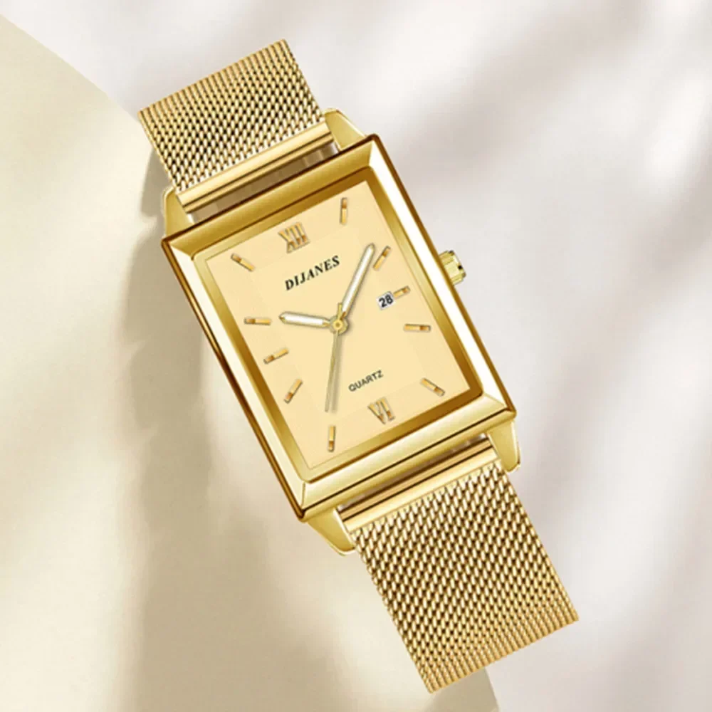 

2024 Luxury Fashion Gold Watch for Women Stainless Steel Quartz Wristwatch Women's Watches Ladies Calendar Clock Montre Femme