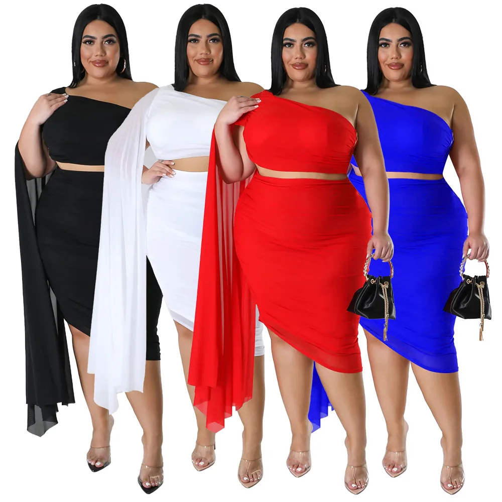 Sexy Big Size Women Clothes Two Pieces Set Long Sleeves One Shoulder Tops Stretchy High Waist Asymmetric Skirt Clubwear Party
Sexy Big Size Women Clothes Two Pieces Set Long Sleeves One Shoulder Tops Stretchy High Waist Asymmetric Skirt Clubwear Party