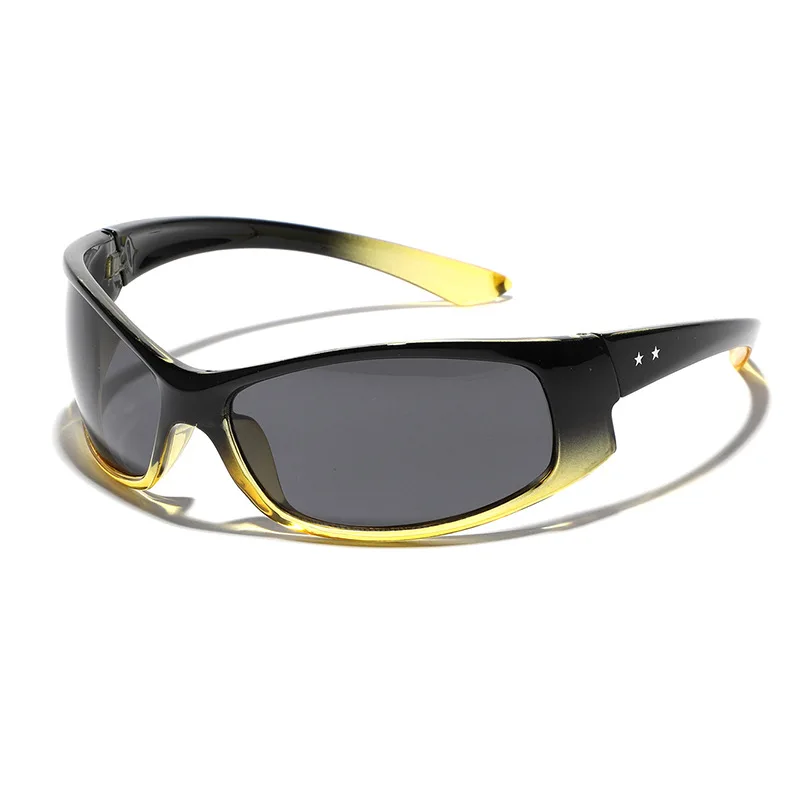 

2024 New Fashion Punk Y2K Sunglasses for Women Men Trendy Wrap Around Sun Glasses Shades Star Decoration Eyewear UV400 Goggles