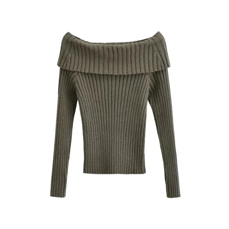 American Style Large Lapel Long Sleeved Pit Stripe Knit Women Straight Neck Off Shoulder Sexy Slim Fitting Pullover Sweater
American Style Large Lapel Long Sleeved Pit Stripe Knit Women Straight Neck Off Shoulder Sexy Slim Fitting Pullover Sweater