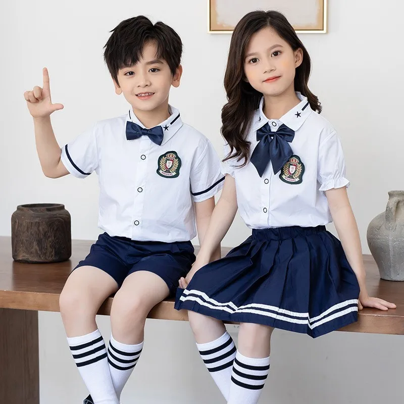 Kindergarten dress summer dress British college style children's school uniform set
Kindergarten dress summer dress British college style children's school uniform set