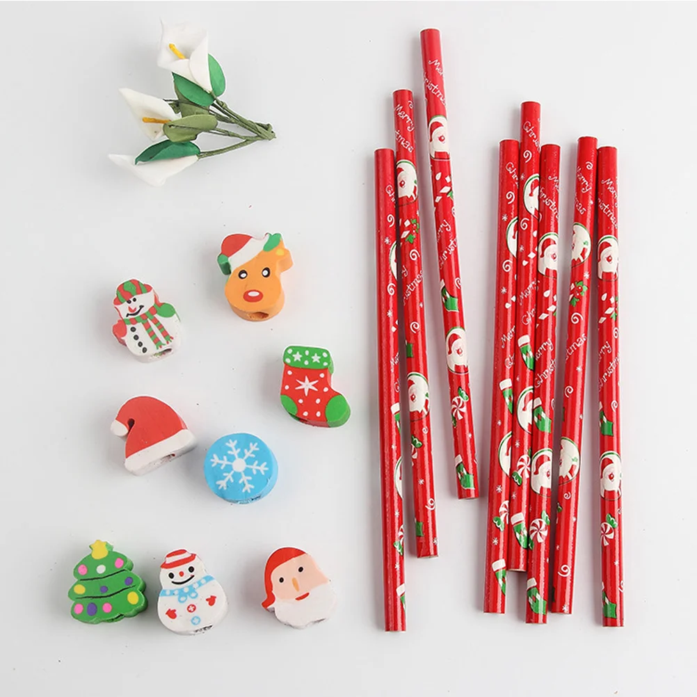 

12pcs Christmas Pencil with Eraser Cartoon Stationary Pencils for Kids Students Random Style