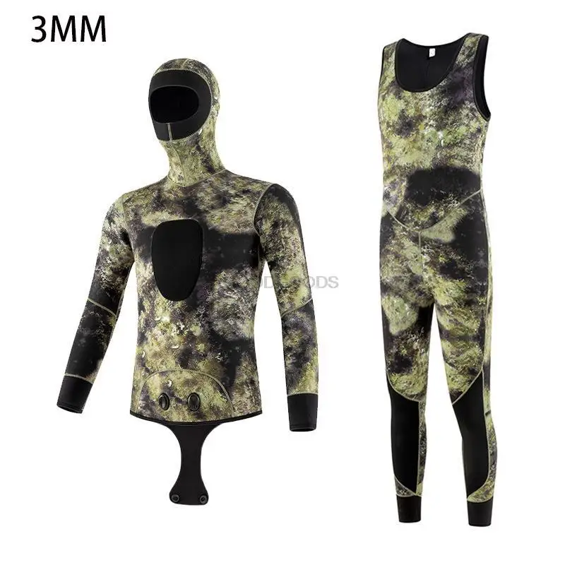 Men 3MM Camouflage Wetsuit Long Sleeve Fission Hooded 2 Pieces Of Neoprene Submersible For Men Keep Warm Waterproof Diving Suit
Men 3MM Camouflage Wetsuit Long Sleeve Fission Hooded 2 Pieces Of Neoprene Submersible For Men Keep Warm Waterproof Diving Suit