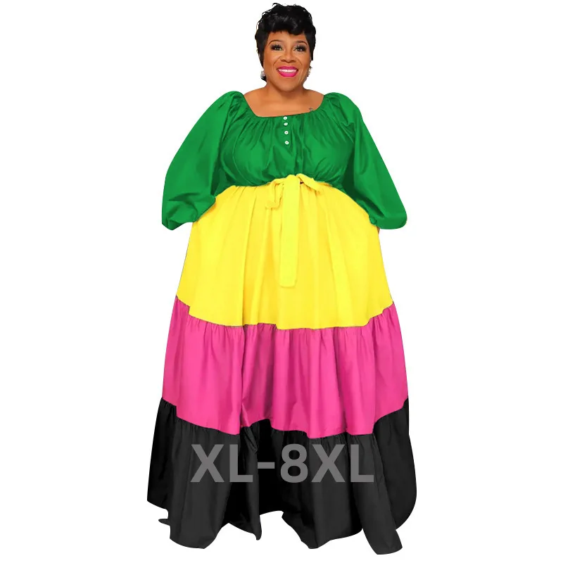 Plus Size Fashion Contrast Colors Woman Maxi Dress Square Neck Long Sleeves Buttons Pockets Casual Pleats Long 3xl 4xl 5xl 6xl
Plus Size Fashion Contrast Colors Woman Maxi Dress Square Neck Long Sleeves Buttons Pockets Casual Pleats Long 3xl 4xl 5xl 6xl