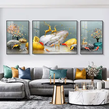 living room decorative painting is light and luxurious, and modern atmosphere mural stone is used to run the sofa b