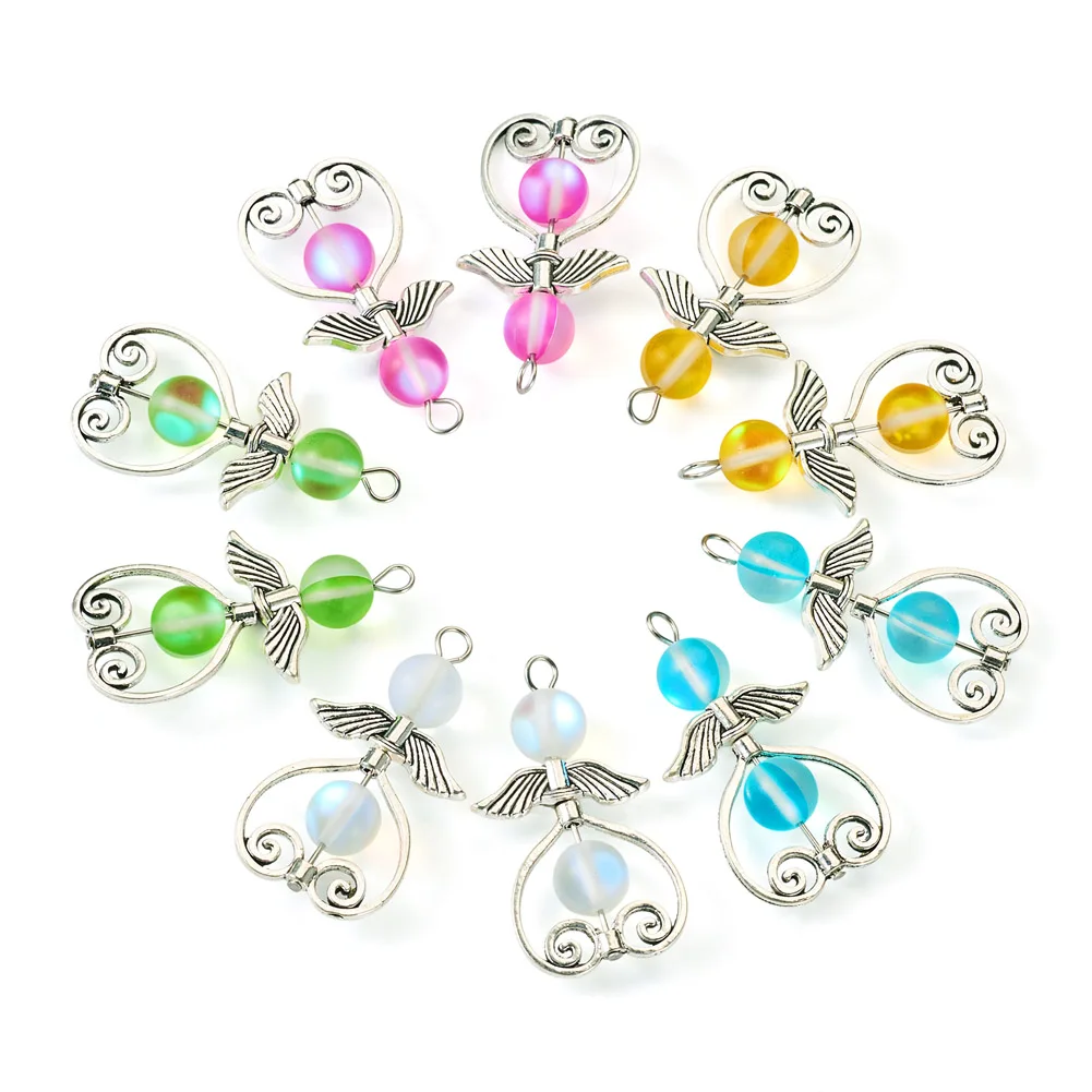 24Pcs Silver Plated Alloy Wings Heart Angel Charms Pendants For Keychain Earrings Jewelry DIY Findings
24Pcs Silver Plated Alloy Wings Heart Angel Charms Pendants For Keychain Earrings Jewelry DIY Findings