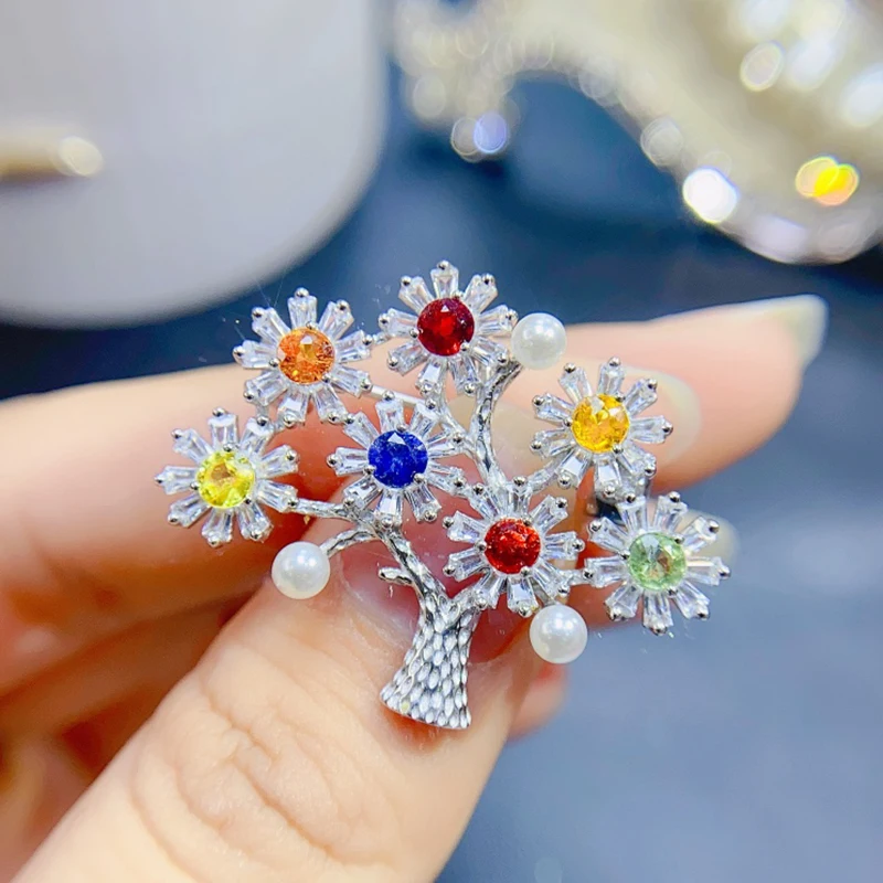 

Natural sapphire brooches for women silver 925 jewelry luxury gem stones 18k gold plated free shiping items