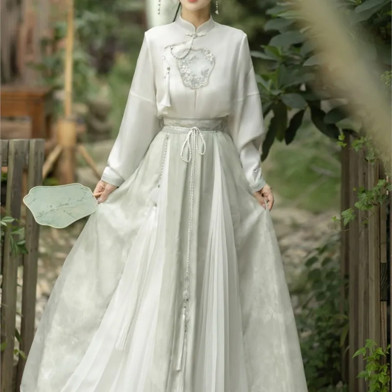 Original Improved Hanfu Dress Women's New Chinese Style Daily Han Element Blouse Skirt Two-piece Set Spring Autumn Hanfu Dress
Original Improved Hanfu Dress Women's New Chinese Style Daily Han Element Blouse Skirt Two-piece Set Spring Autumn Hanfu Dress