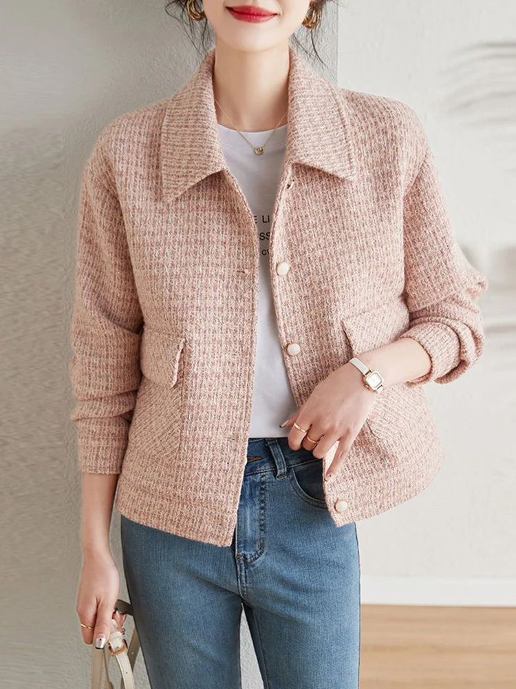 Jmprs Sweet Korean Women Elegant Tweed Jacket Fashion Long Sleeve Design Coat Simple Chic Single Breasted Lady Autumn Winter Top
Jmprs Sweet Korean Women Elegant Tweed Jacket Fashion Long Sleeve Design Coat Simple Chic Single Breasted Lady Autumn Winter Top