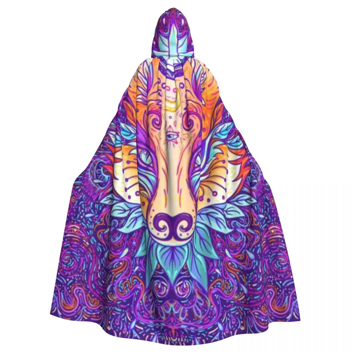 

Witch Cloak Psychedelic Fox Halloween Cosplay Costume Unisex Adult Cloak Retro Ages Cape