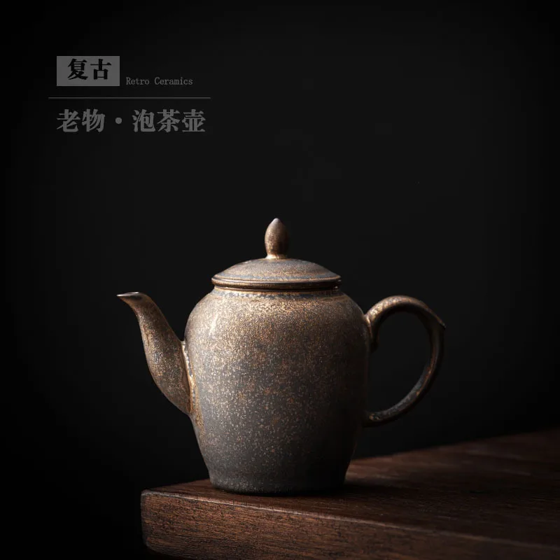 

Японский позолоченный чайный горшок, керамический Состаренный чайник с фильтром, одинарный чайник, столовый набор, чайный горшок, винтажный глиняный горшок, оптовая продажа