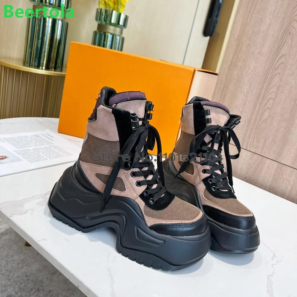 Thick Sole Lace-up Short Boots For Female Women 2023 Winter New Round Toe Mixed Colors Luxury Fashion Design Sport Style Shoes
Thick Sole Lace-up Short Boots For Female Women 2023 Winter New Round Toe Mixed Colors Luxury Fashion Design Sport Style Shoes