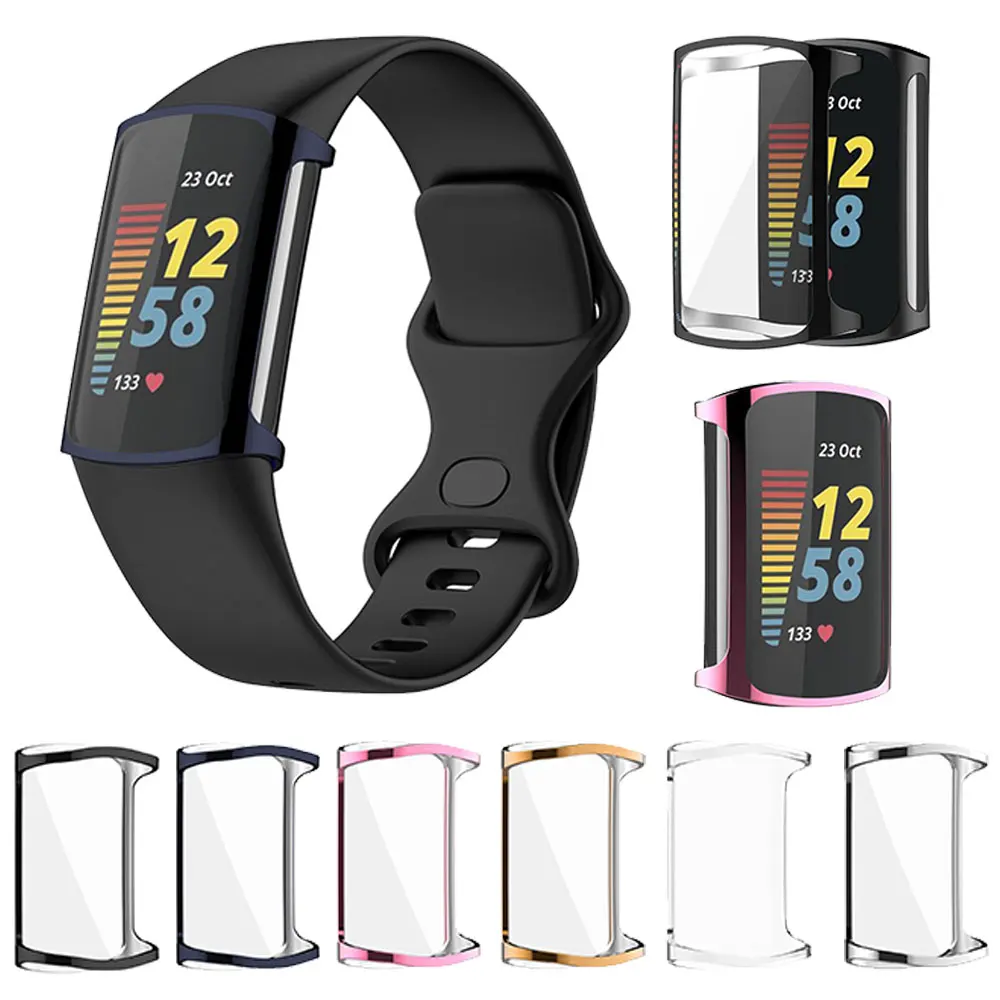 

Protective Case For Fitbit charge 6 Smart Watch TPU Plating Protection Frame For Fitbit charge 5 Bumper Full Coverage Protective