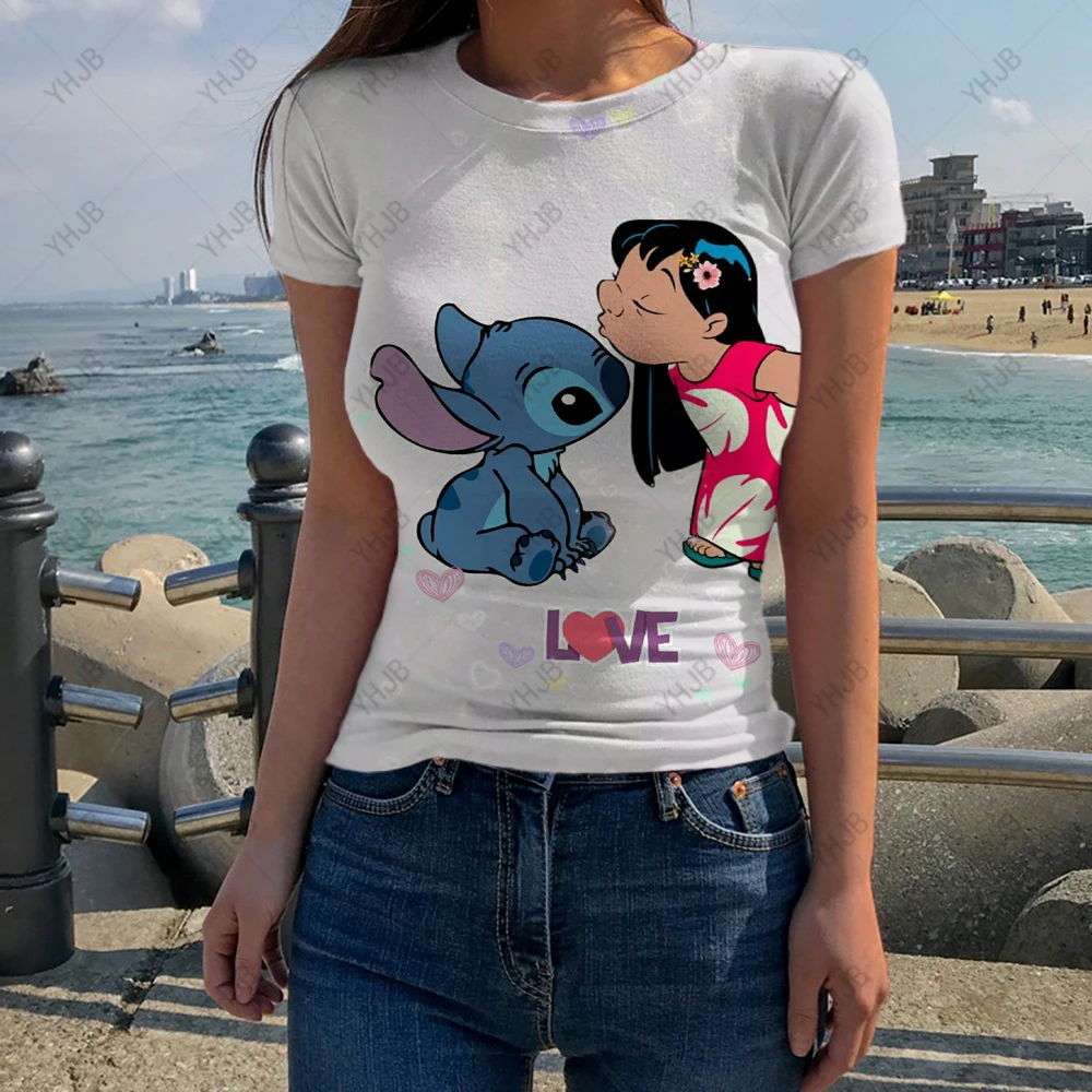 New Disney Stitch Print Shirt T Shirt Women Harajuku Kawaii Short Sleeve T-shirt 90s Korean Style Tshirt Fashion Top Tees Female
New Disney Stitch Print Shirt T Shirt Women Harajuku Kawaii Short Sleeve T-shirt 90s Korean Style Tshirt Fashion Top Tees Female