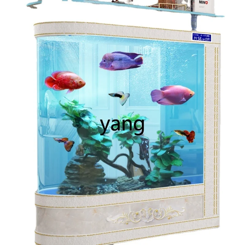 

L'm'm Large Floor Screen Partition Bullet round Radian Glass Change Water Small European Fish Tank