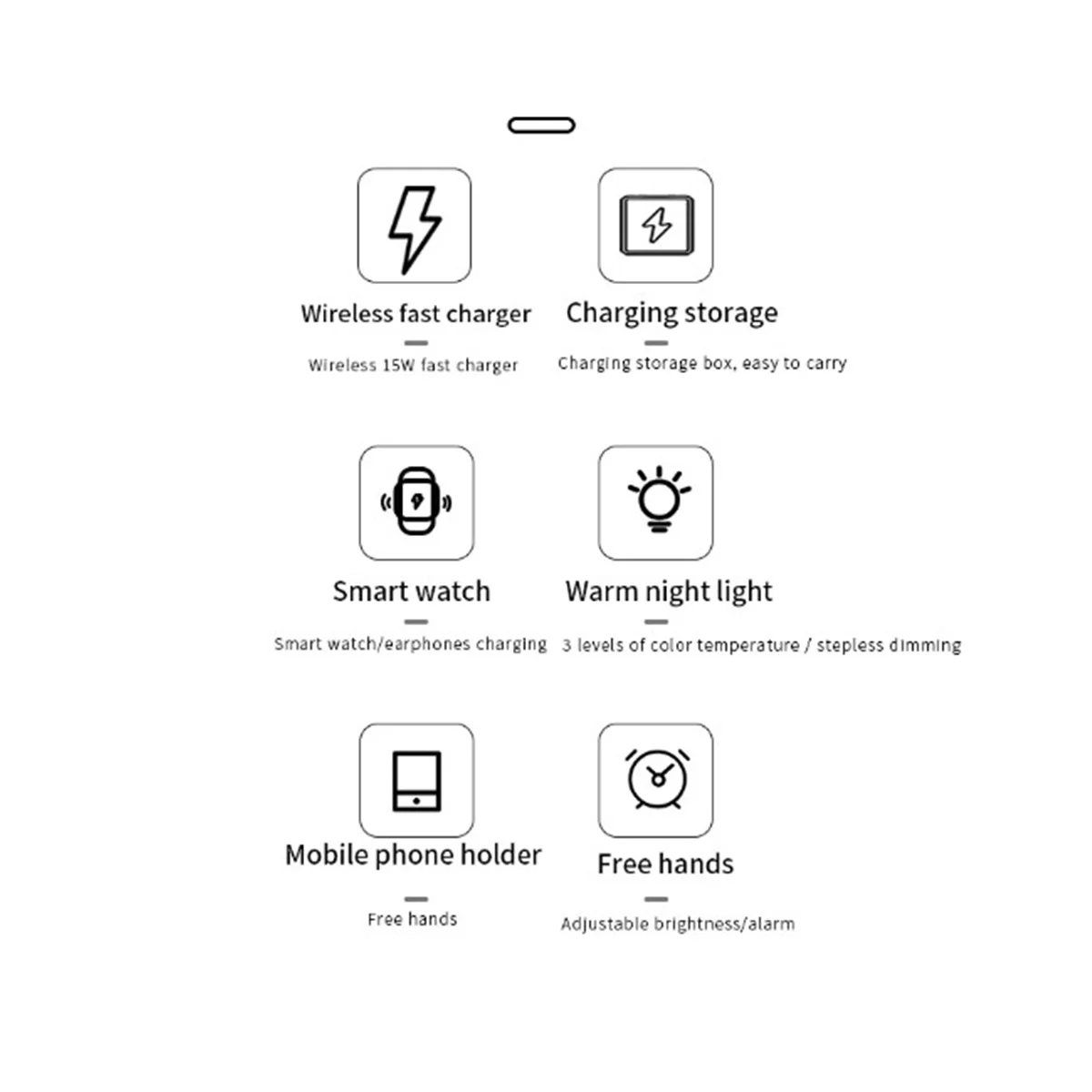 Беспроводное зарядное устройство 4 в 1, быстрая зарядка с цифровым будильником, Совместимость с часами
Беспроводное зарядное устройство 4 в 1, быстрая зарядка с цифровым будильником, Совместимость с часами
