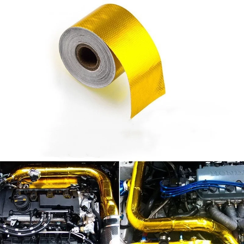 

5cm 5m/10m Gold Car Motorcycle Exhaust Wrap Pipe Header Heat Insulation Roll Tape Turbo Heat Exhaust Thermal Wrap Tape