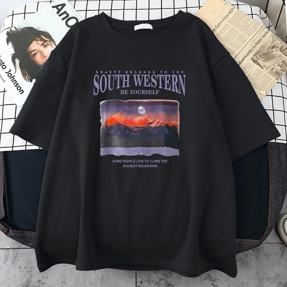 South Western Beautiful Scenery Of The Sunset Mountain Range Tshirt Men Short Sleeve Cotton Street Tees Plus Size T Shirts
South Western Beautiful Scenery Of The Sunset Mountain Range Tshirt Men Short Sleeve Cotton Street Tees Plus Size T Shirts