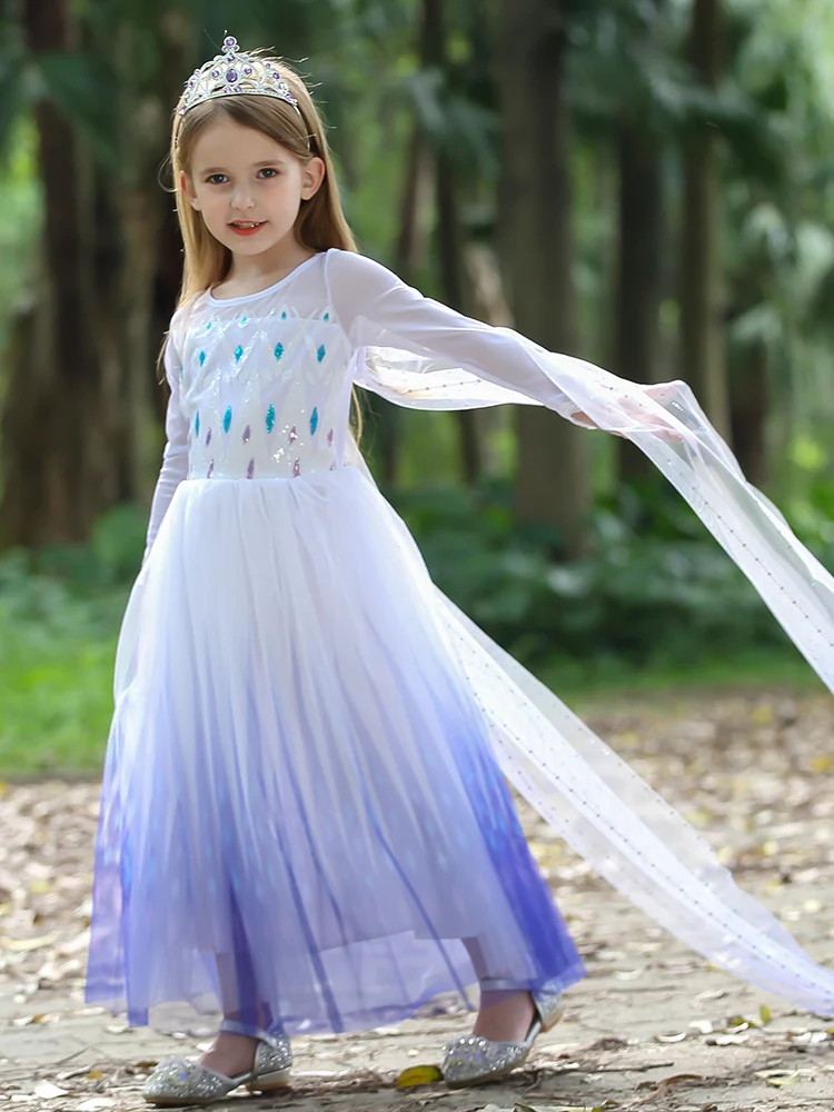 

Платье Эльзы для детей и девочек, официальное длинное платье принцессы, летние костюмы для Хэллоуина, детская одежда «Холодное сердце», 2 предмета