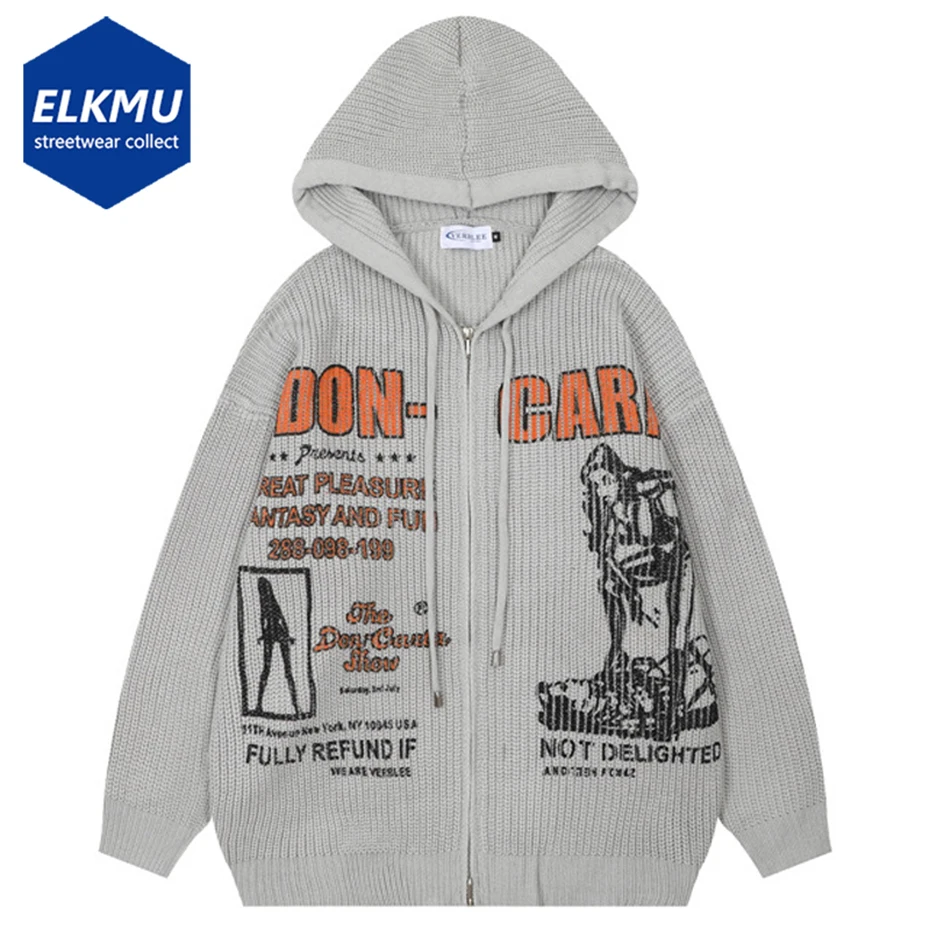 Hip Hop Hooded Knit Sweater Anime Cartoon Printed Oversized Streetwear Sweaters Men Fall Winter Black Zipper Jumper Outwear
Hip Hop Hooded Knit Sweater Anime Cartoon Printed Oversized Streetwear Sweaters Men Fall Winter Black Zipper Jumper Outwear